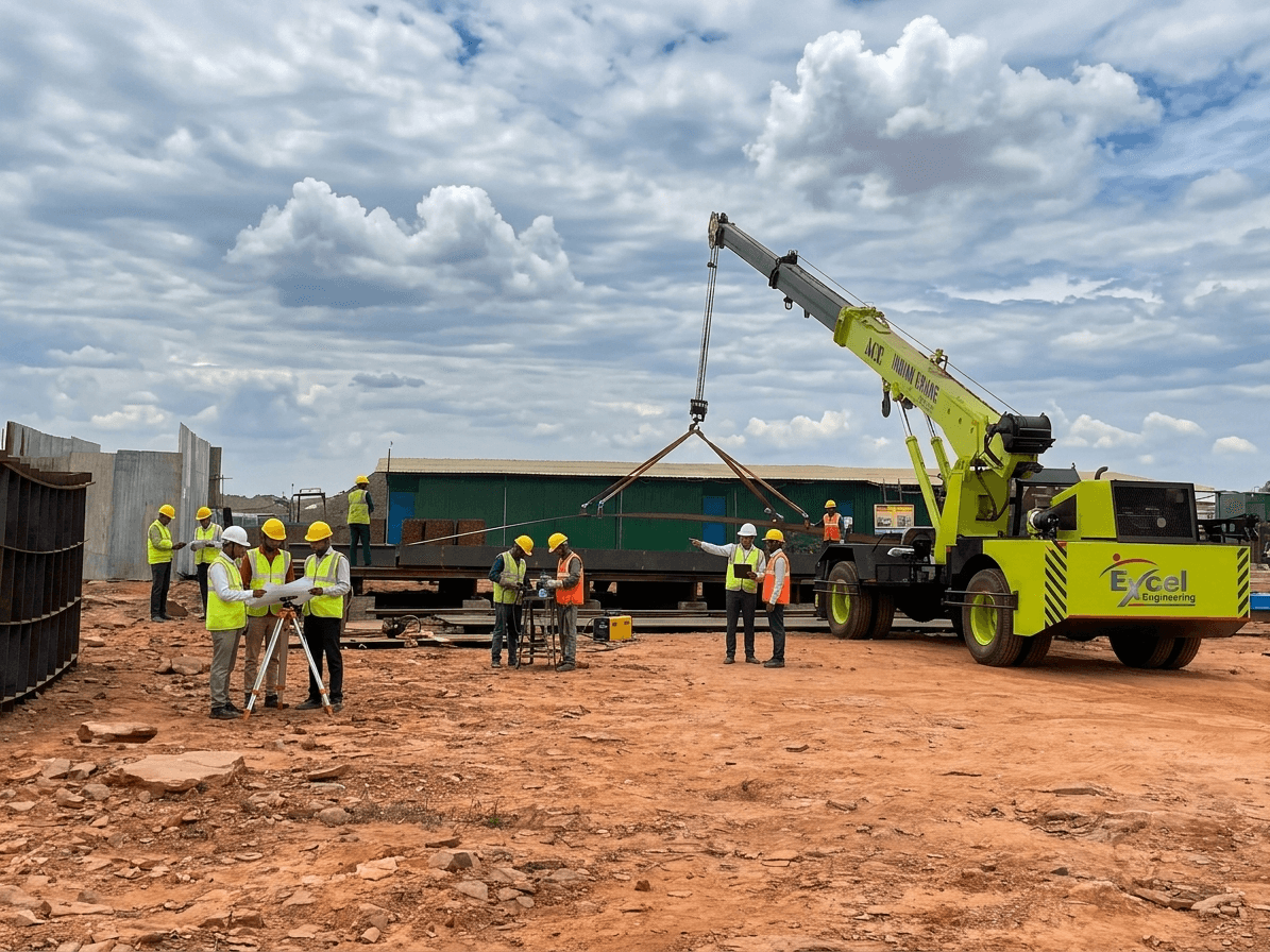 Excel Engineering ACE Indian Crane on site with engineering team